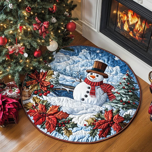 Jolly Snowman Xmas Quilted Round Mat