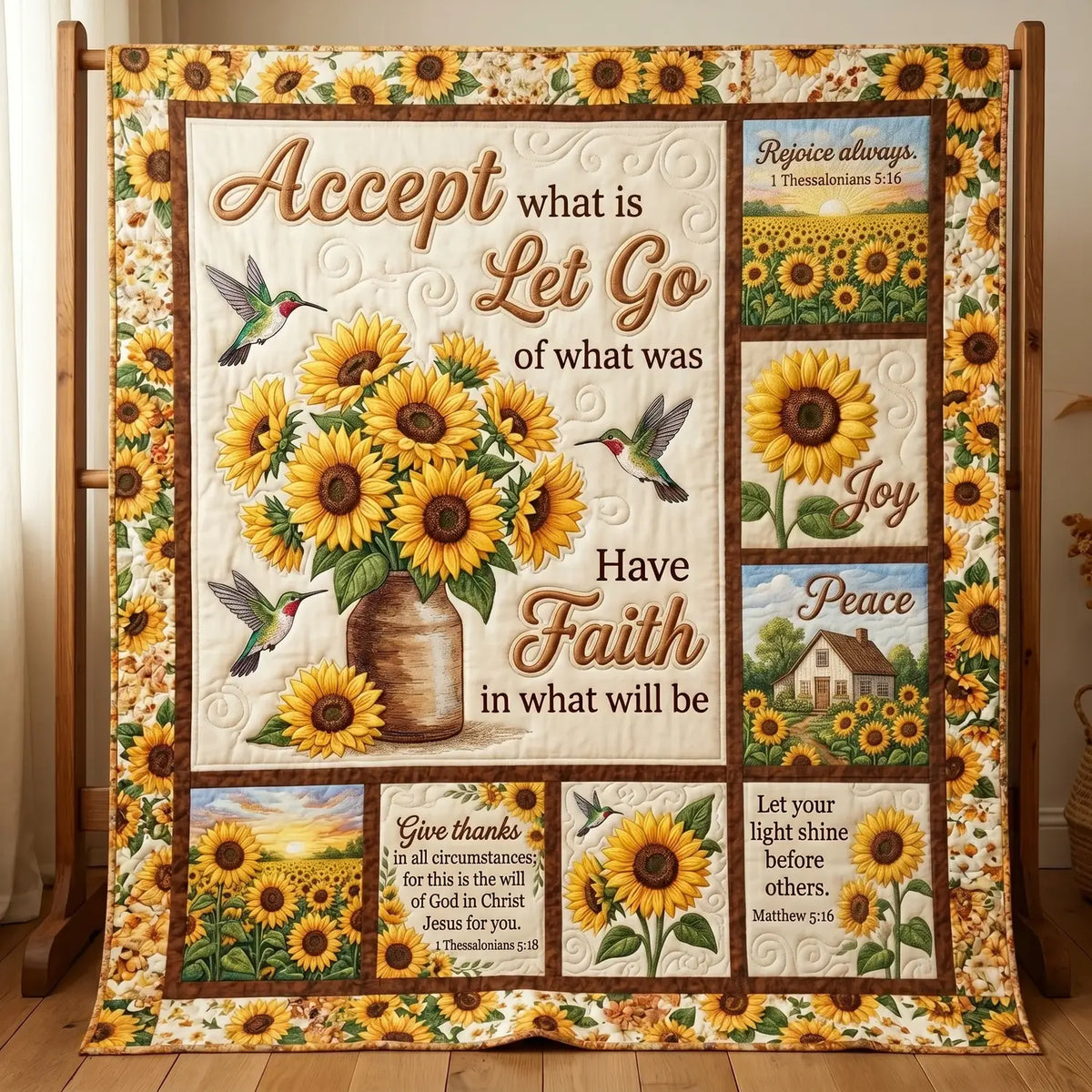 Joy Peace Quilt Blanket