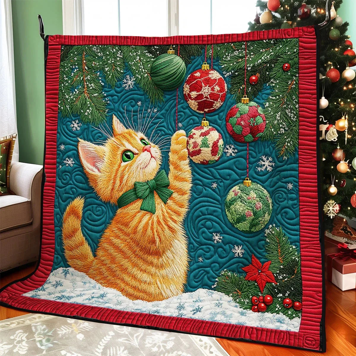Joyful Cat Quilt Blanket