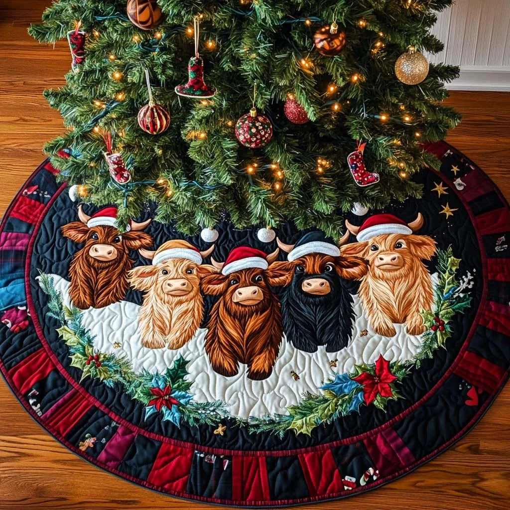 Joyful Gathering Christmas Quilted Tree Skirt