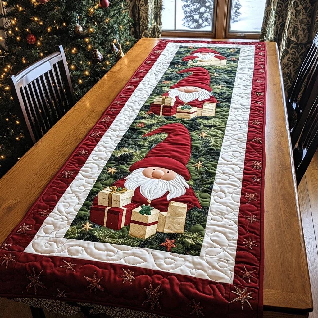 Joyful Gnome Quilted Table Runner