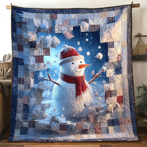 Joyful Jump Snowman Quilt Blanket