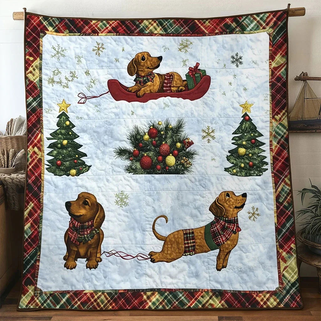 Joyful Ride Dachshund Quilt Blanket