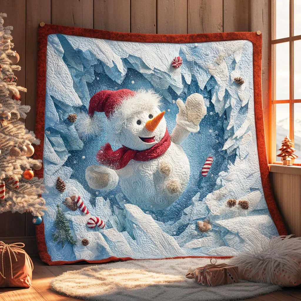 Joyful Snowman Quilt Blanket