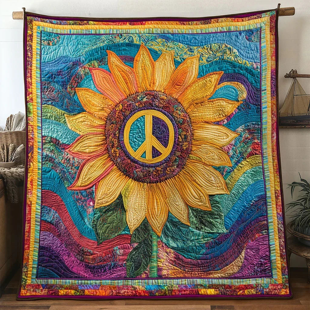 Joyful Sunflower Quilt Blanket