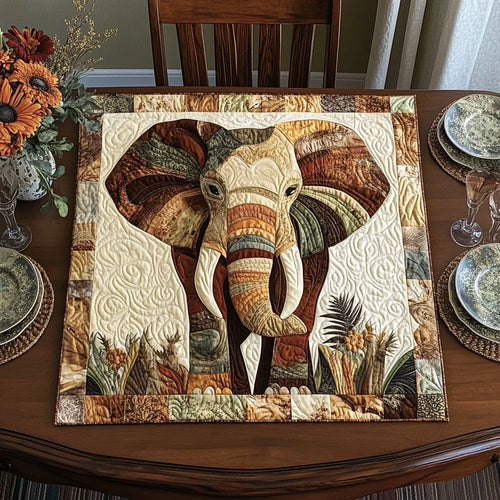 Jungle Elephant Quilted Table Topper