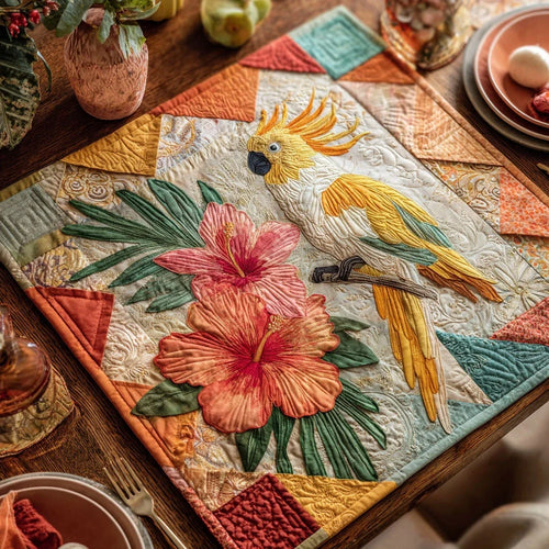 Jungle Feather Quilted Table Topper