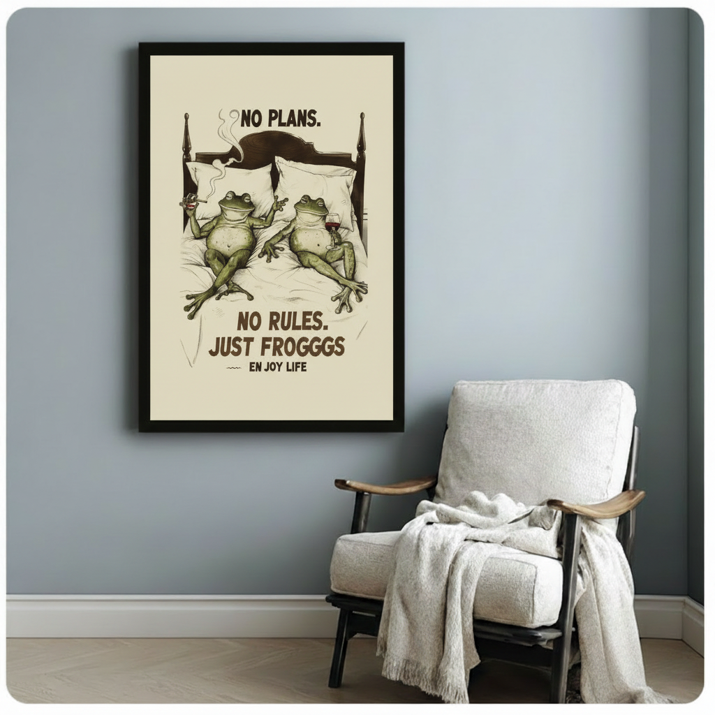 No Plans No Rules Funny Frog Canvas Art Wall Art