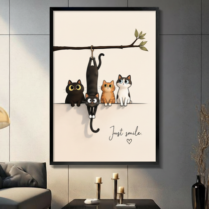 Just Smile Cute Cat Canvas Wall Art