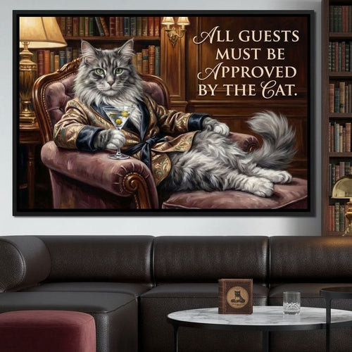 The Feline Gatekeeper Decides Canvas Wall Art