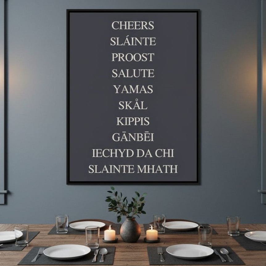 Global Cheers Multilingual Toast Canvas Wall Art