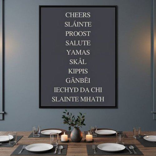 Global Cheers Multilingual Toast Canvas Wall Art