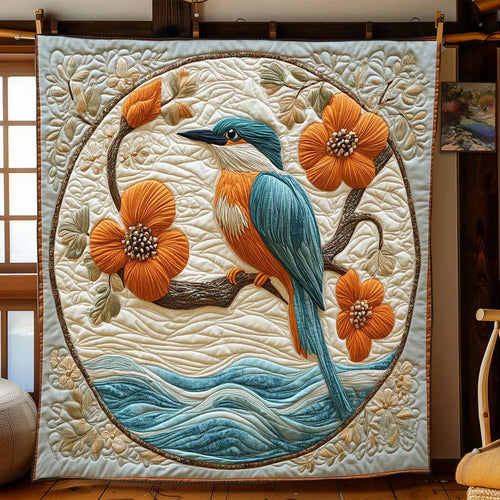 Kingfisher Bird Quilt Blanket