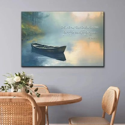 1 peter 5 7 cast all your anxiety on him wall art canvas (Landscape) (view 9)