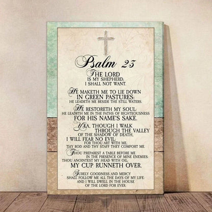 psalm 23 wall art canvas bible verse wall art (Landscape) (view 2)