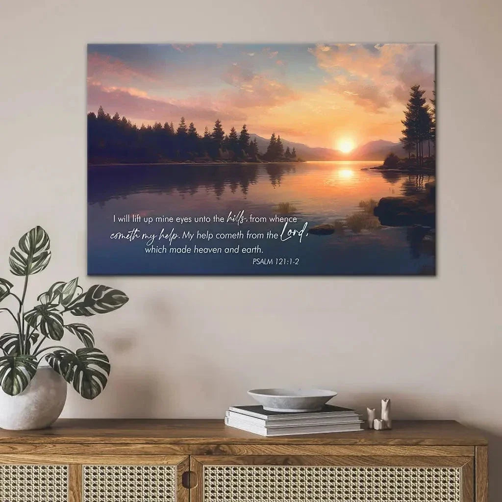 psalm 121 1 2 my help cometh from the lord wall art canvas (Landscape) (view 7)
