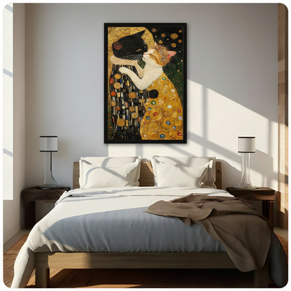 Klimt Cat Kiss Gold Art Nouveau Canvas Print Wall Art
