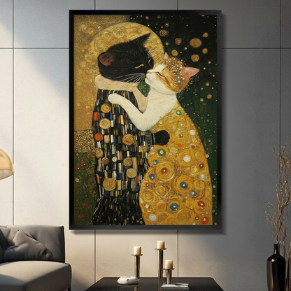 Klimt Cat Kiss Gold Art Nouveau Canvas Print Wall Art