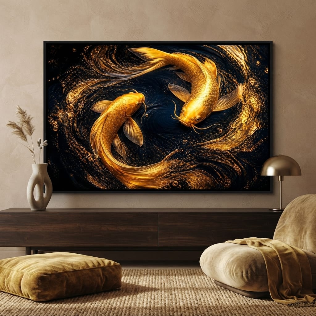 Koi Gold Current Canvas Wall Art