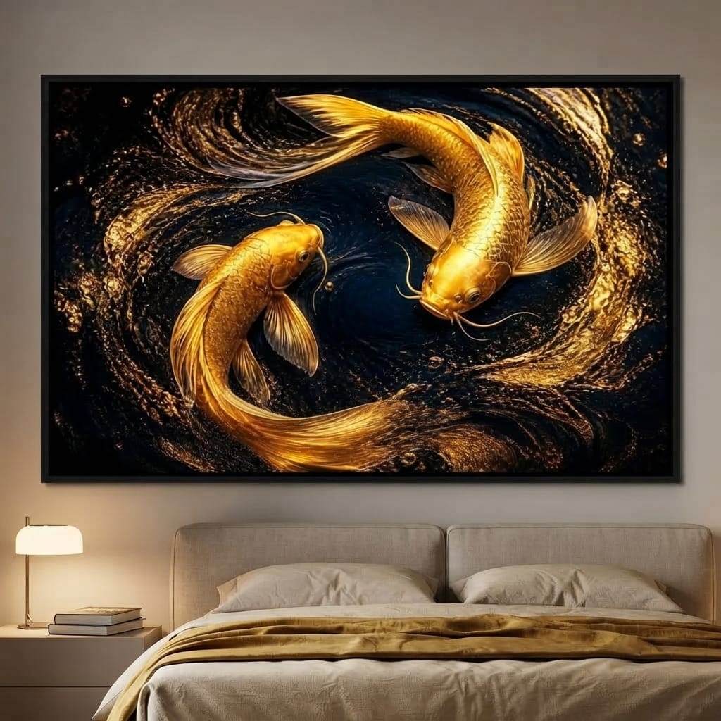Koi Gold Current Canvas Wall Art