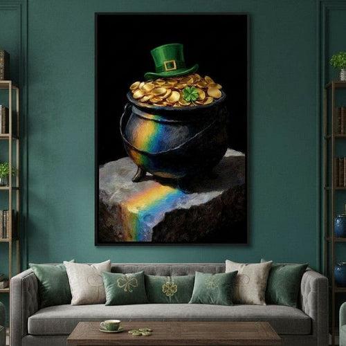 Leprechaun Gold Pot Luck Canvas Wall Art