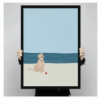 Coastal Lab Beach Day Minimalist Canvas Art Wall Art