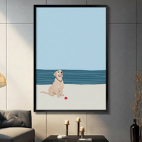 Coastal Lab Beach Day Minimalist Canvas Art Wall Art