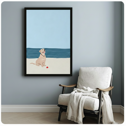 Coastal Lab Beach Day Minimalist Canvas Art Wall Art