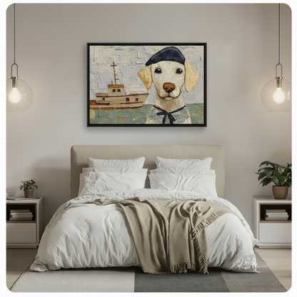 Sailor Dog Nautical Impasto Canvas Wall Art