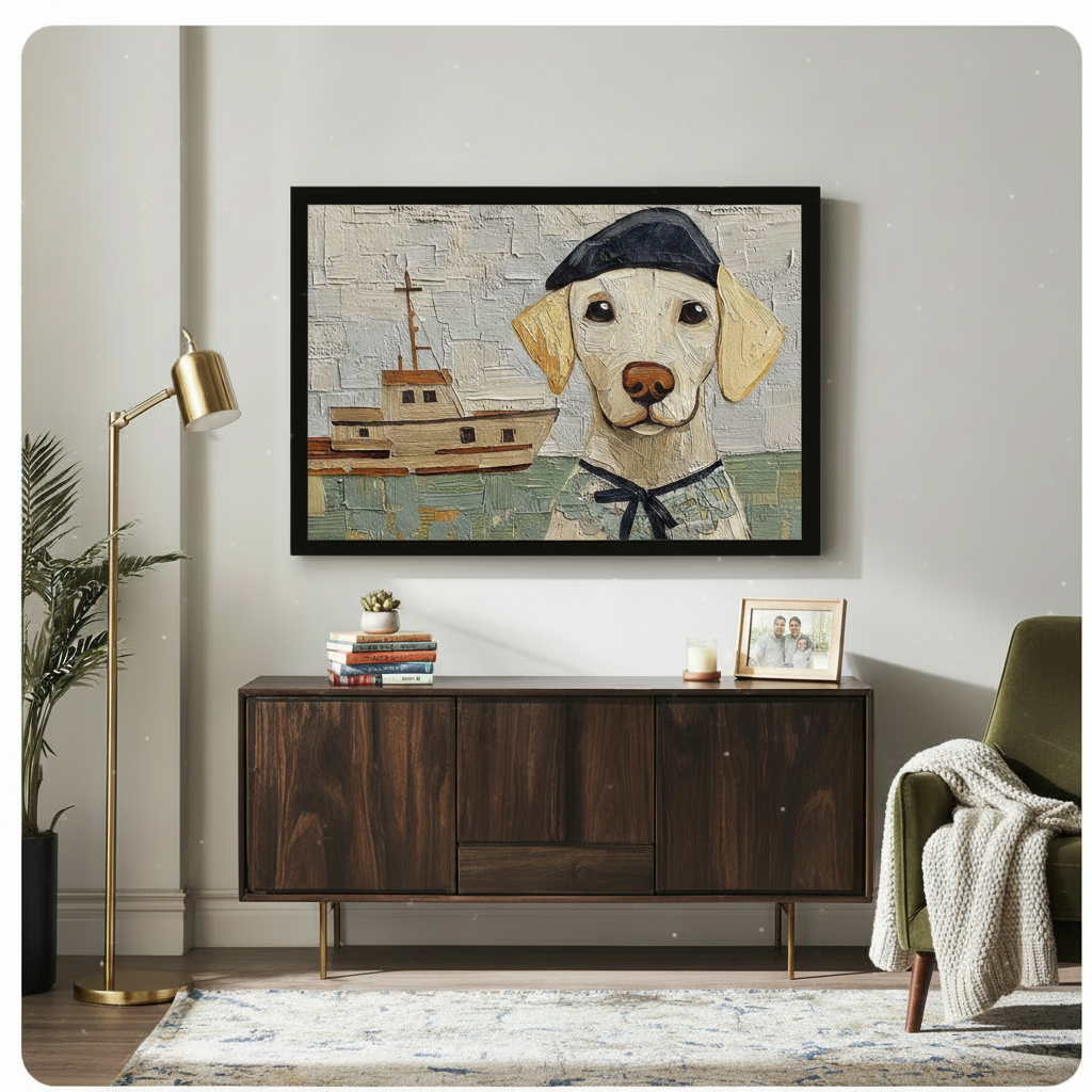 Sailor Dog Nautical Impasto Canvas Wall Art