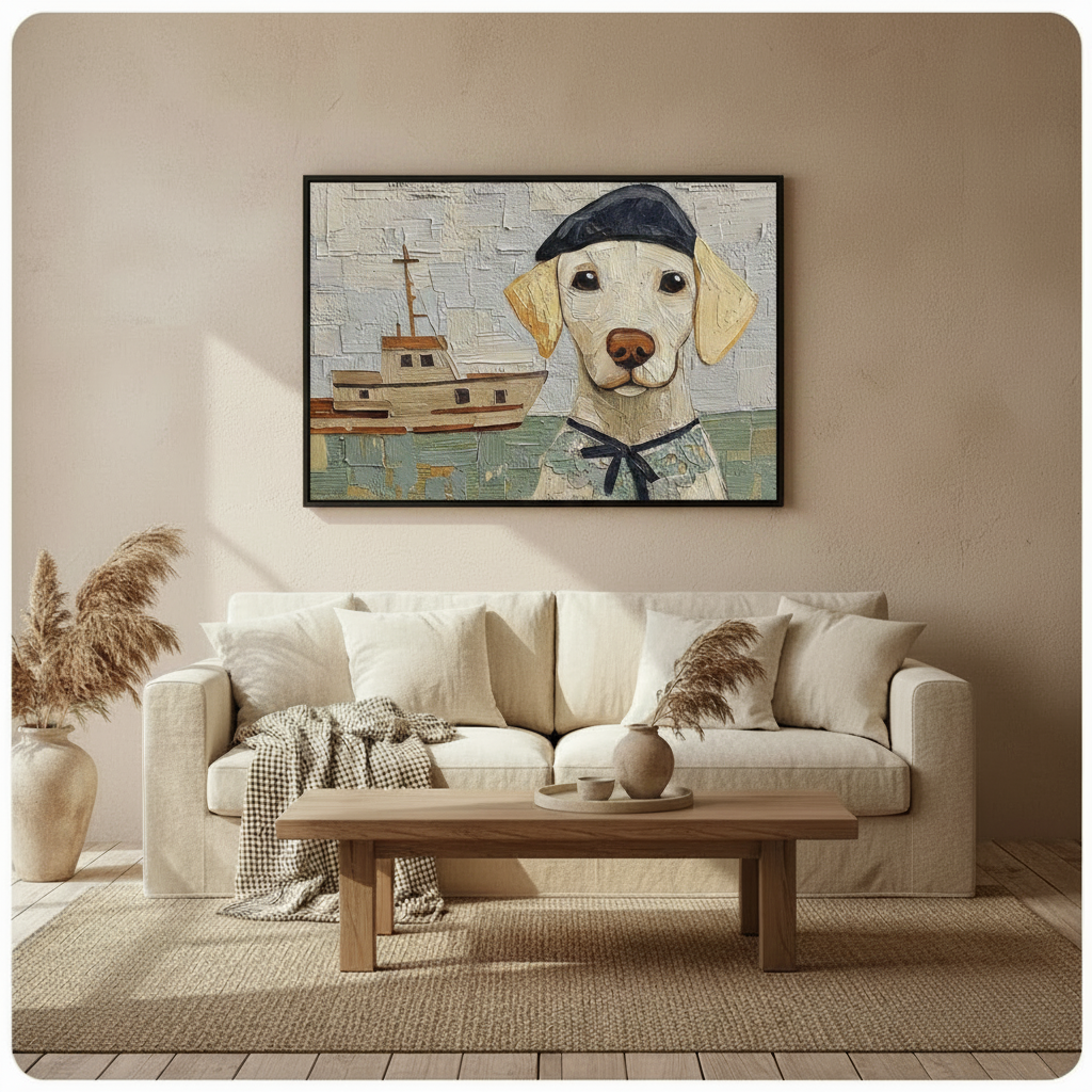Sailor Dog Nautical Impasto Canvas Wall Art
