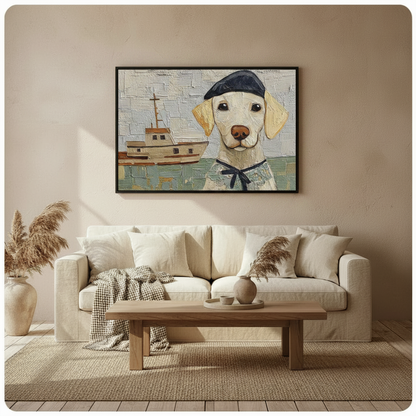 Sailor Dog Nautical Impasto Canvas Wall Art