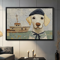 Sailor Dog Nautical Impasto Canvas Wall Art