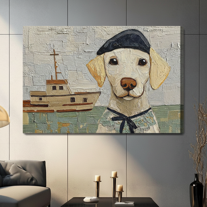 Sailor Dog Nautical Impasto Canvas Wall Art
