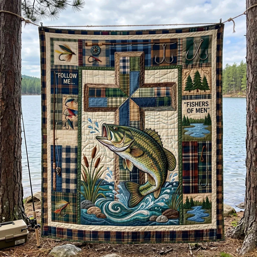 Lakeside Cross Fishing Quilt Blanket
