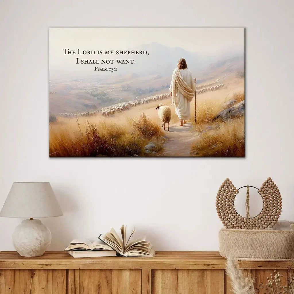 psalm 23 kjv the lord is my shepherd i shall not want wall art canvas (Landscape) (view 7)