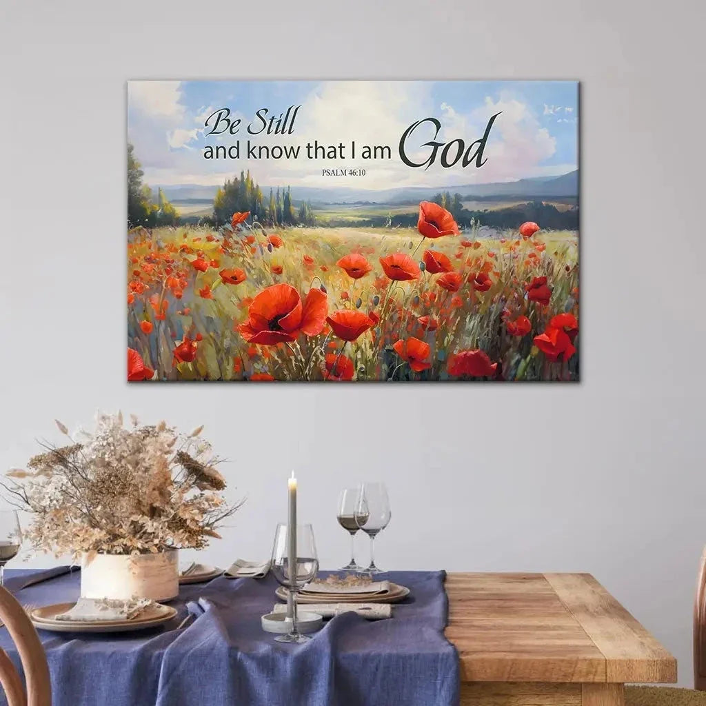 be still and know that i am god psalm 46 10 poppy field wall art canvas (Landscape) (view 9)
