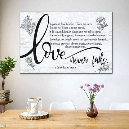 love never fails 1 corinthians 13 4 8 wall art canvas (Landscape) (view 9)