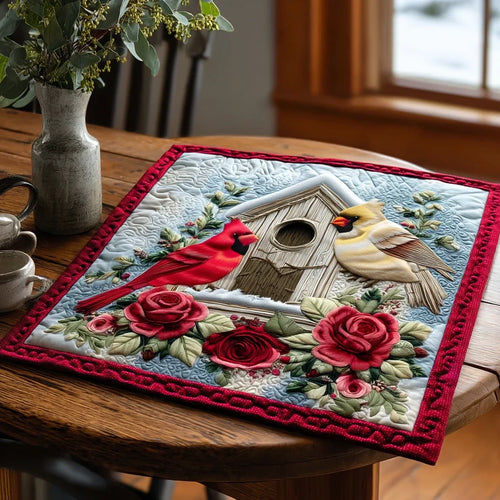 Lantern Cardinal Gathering Quilted Table Topper