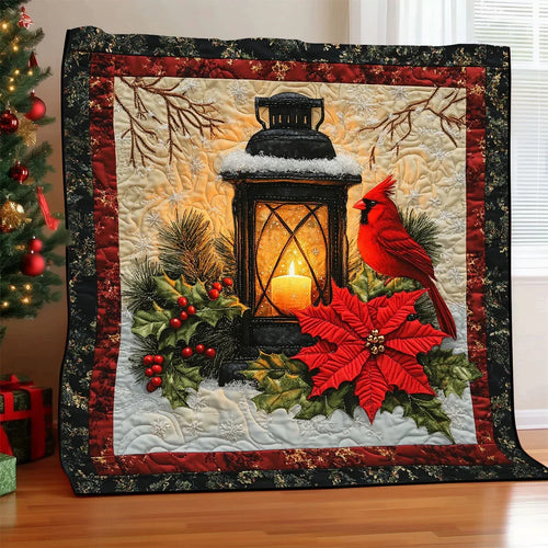 Lantern Cardinal Quilt Blanket