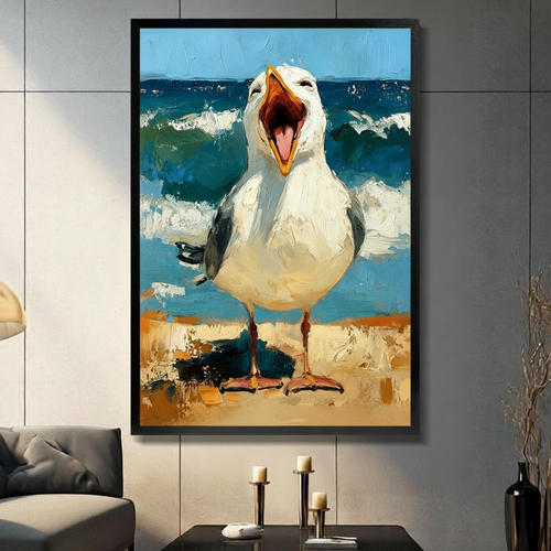 Laughing Seagull Beach Oil Painting Canvas Art