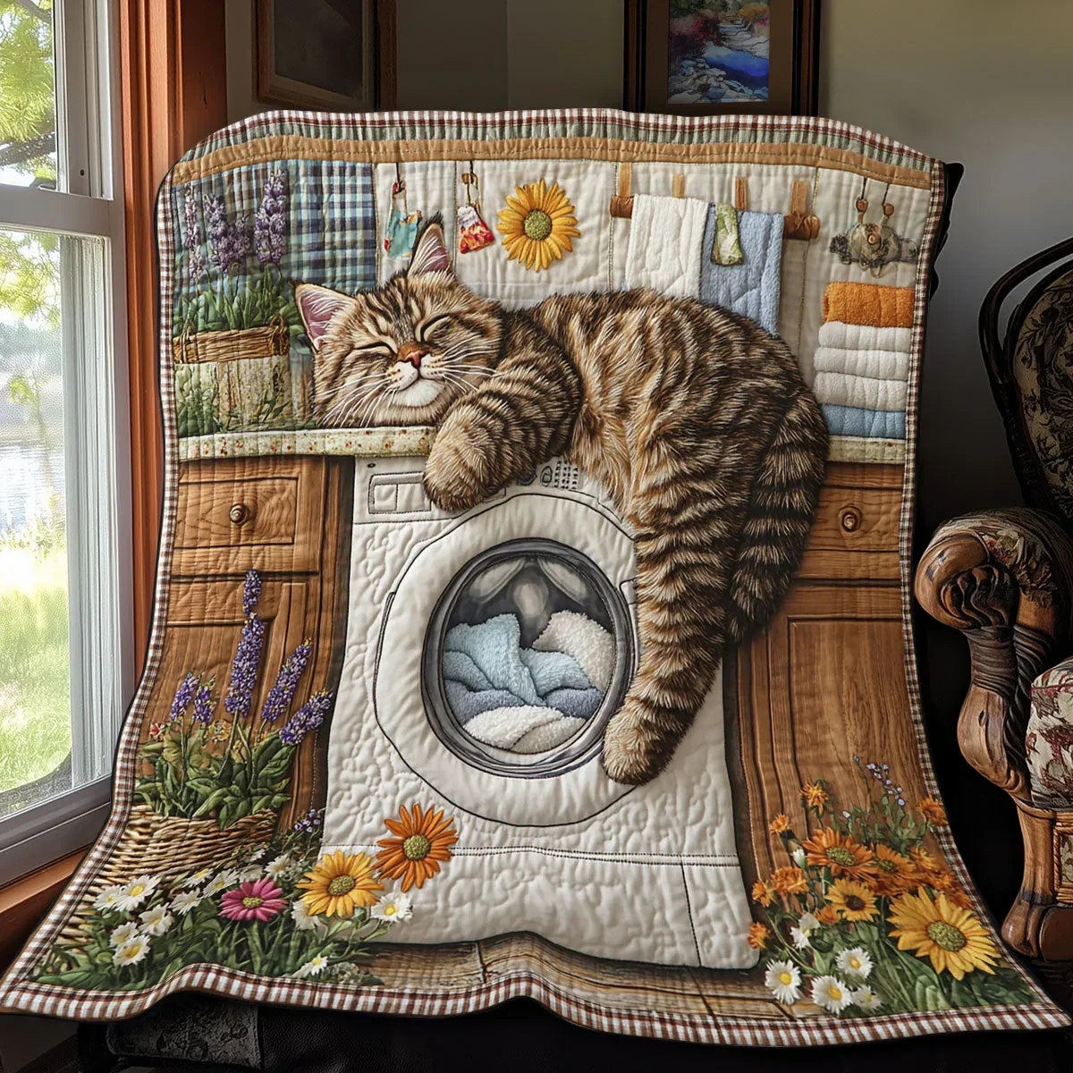 Laundry Cat Quilt Blanket