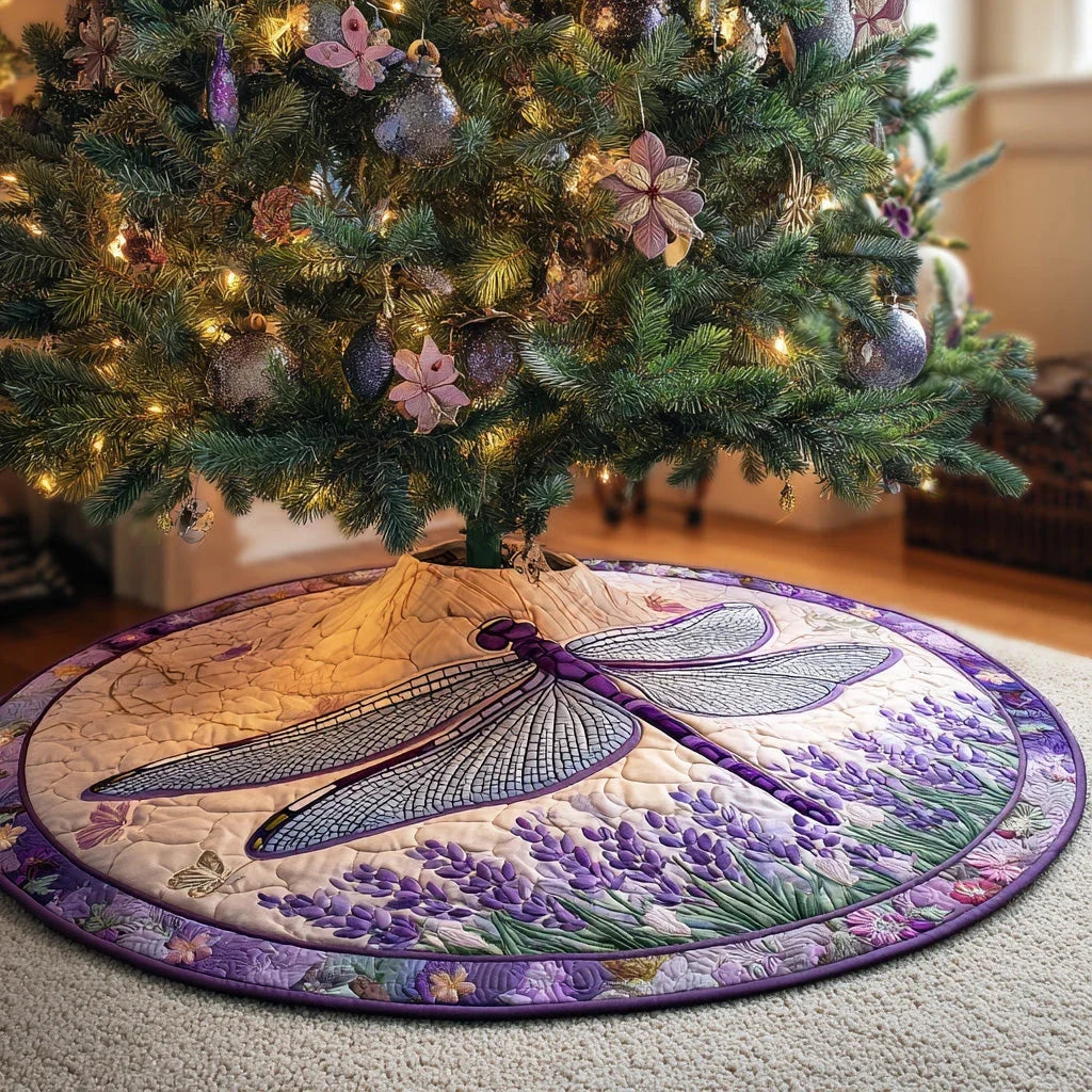 Lavender Flight Christmas Quilted Tree Skirt