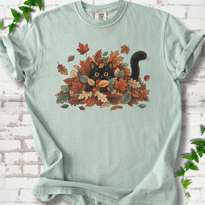 Leaf Peeper Black Cat T-Shirt