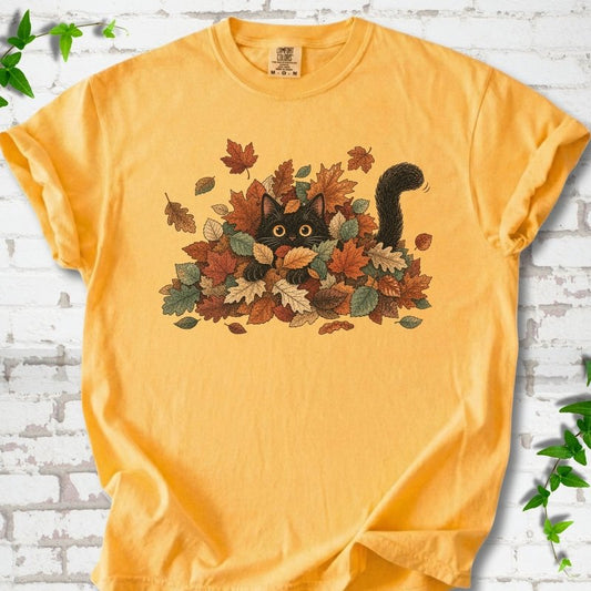 Leaf Peeper Black Cat T-Shirt