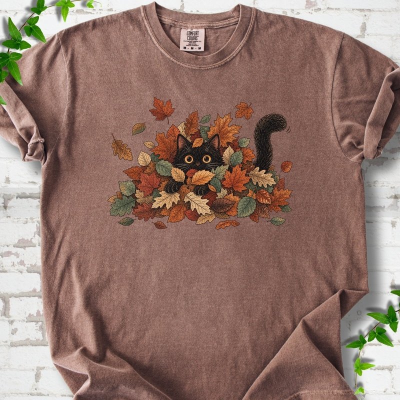 Leaf Peeper Black Cat T-Shirt