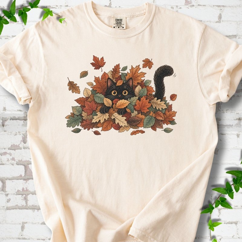 Leaf Peeper Black Cat T-Shirt