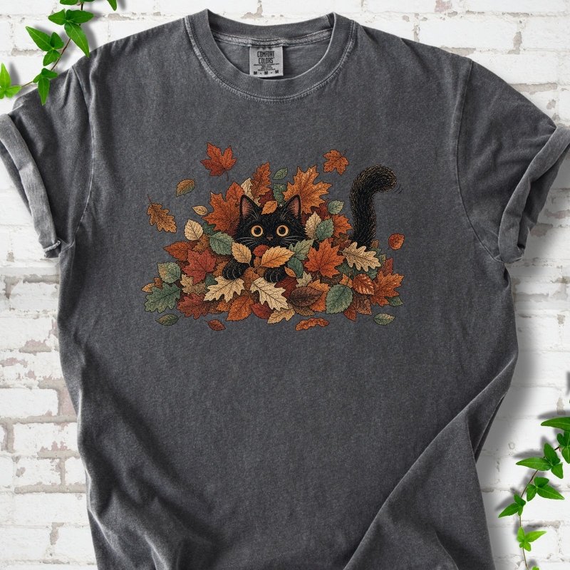 Leaf Peeper Black Cat T-Shirt