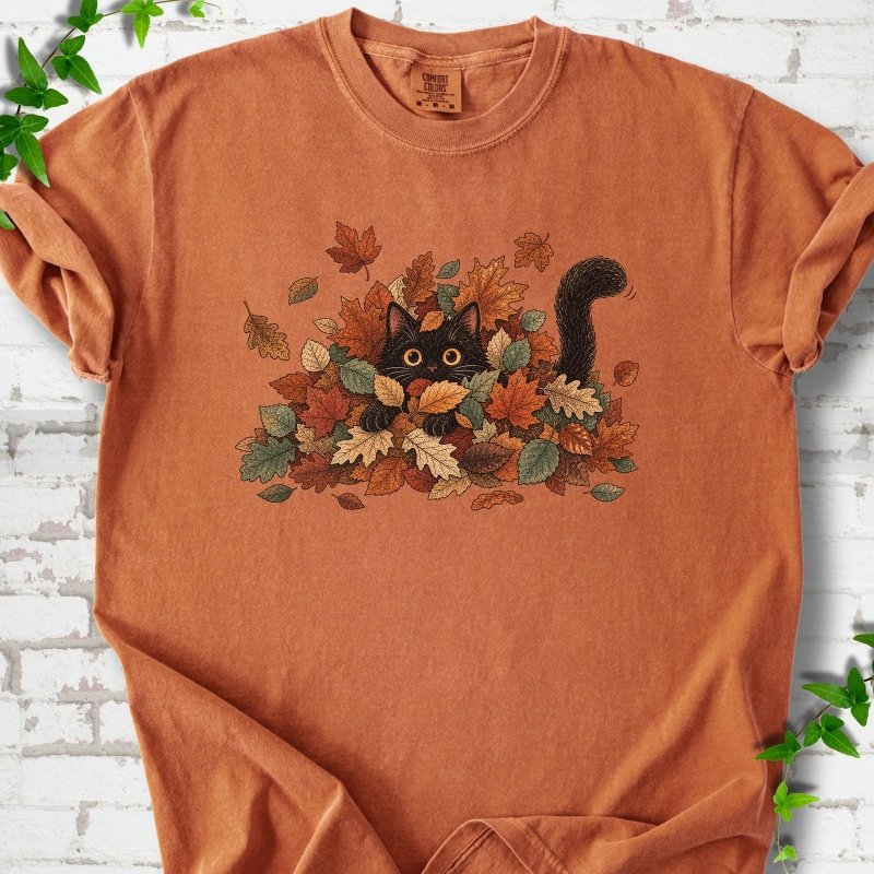 Leaf Peeper Black Cat T-Shirt