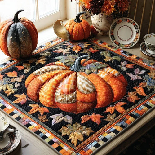 Leafy Patchwork Quilted Table Topper